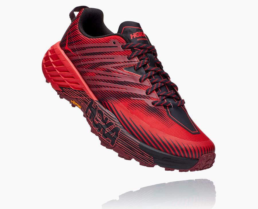 Trail Shoes Mens - Hoka One One Speedgoat 4 - Red - HRFQBKC-45